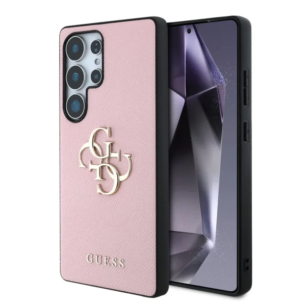 Guess PU Grained 4G Metal Logo tok Samsung Galaxy S25 Ultra készülékhez rózsaszín