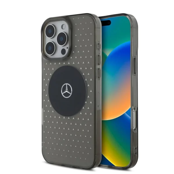 Mercedes PC/TPU Star Pattern MagSafe tok iPhone 16 Pro készülékhez fekete