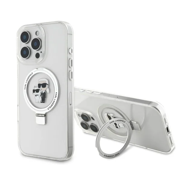 Karl Lagerfeld Ringstand Karl and Choupette MagSafe tok iPhone 16 Pro Max készülékhez fehér