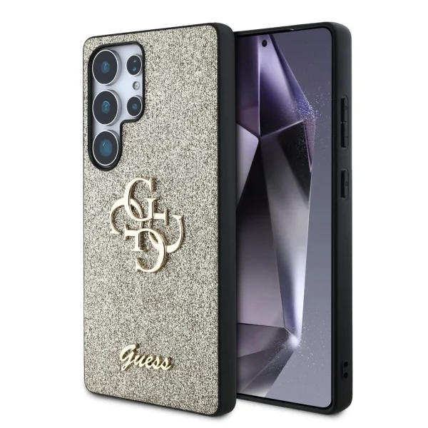 Guess PU Fixed Glitter 4G Metal Logo tok Samsung Galaxy S25 Ultra készülékhez arany
