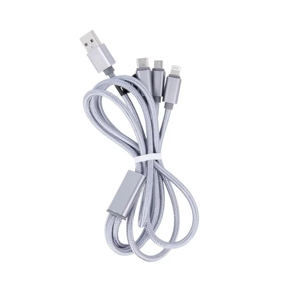 Maxlife 3in1 töltőkábel USB to Micro USB / Type-c / Lightning 1M 2,1A szürke