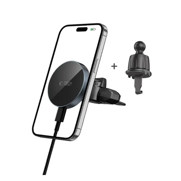 Tech-Protect MagSafe autós tartó fekete MM15W-V5 15W QC szellőzőrácsba vagy CD-tartóba helyezhető