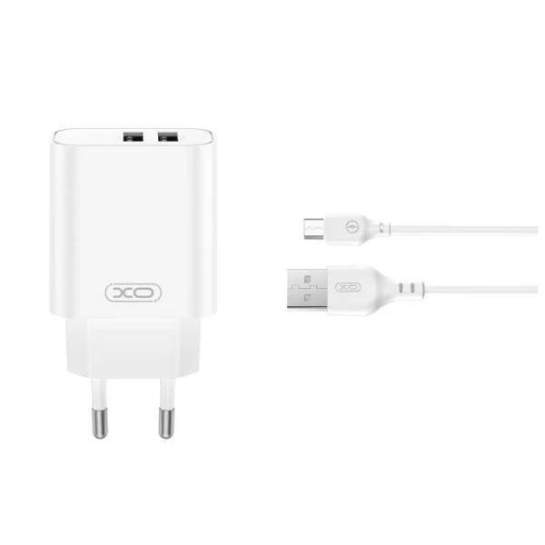 XO CE34 Hálózati töltő szett 2*USB-A 2,4A + USB-C kábellel