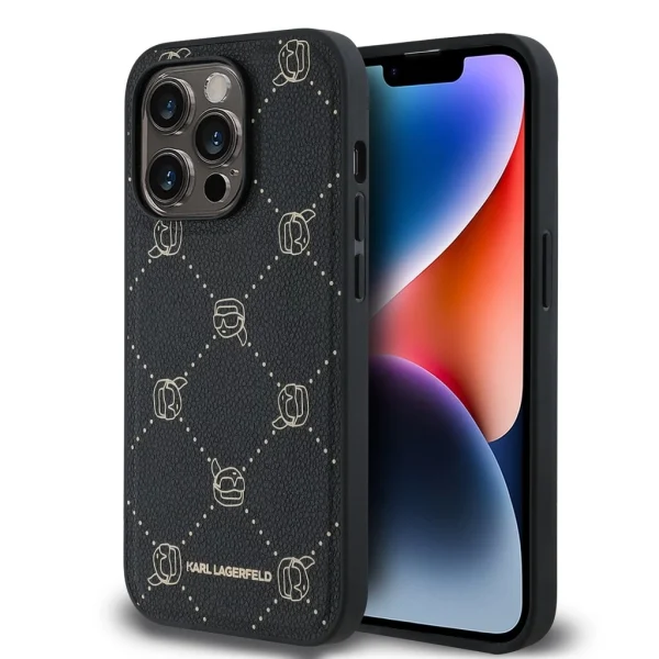 Karl Lagerfeld PU Karl Heads Pattern MagSafe tok iPhone 14 Pro Max készülékhez fekete