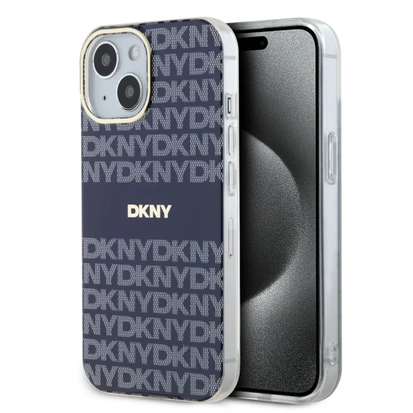 DKNY PC/TPU Repeat Pattern Tonal Stripe Magsafe tok iPhone 15 készülékhez kék