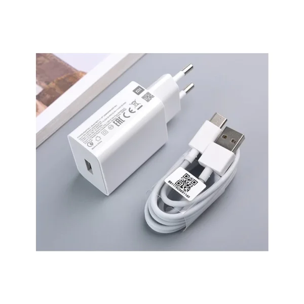 Xiaomi MDY-11-EP USB-A 22,5W utazótöltő + USB-C adatkábel fehér (Bulk)