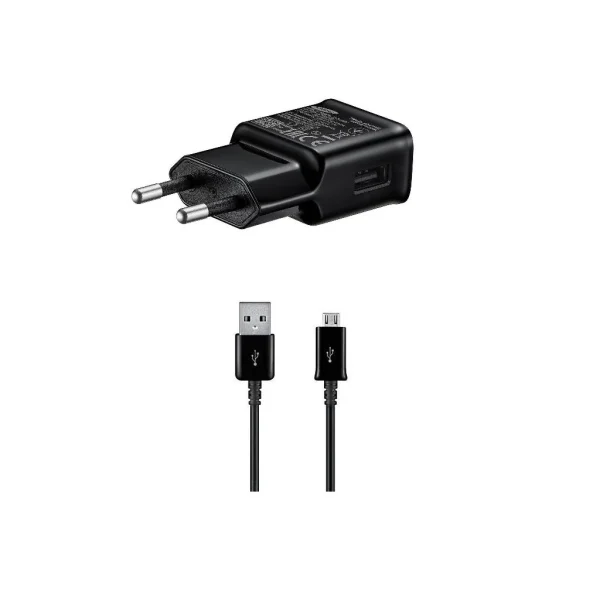 EP-TA200EBE + ECB-DU4EBE Samsung 15W utazó töltő + microUSB adatkábel fekete (OOB Bulk)