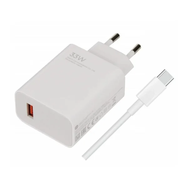 Xiaomi MDY-16-EF USB-A 33W utazási töltő + kábel USB-C fehér (Bulk)