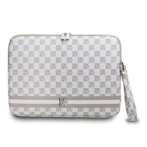 DKNY PU bőr Checkered Pattern and Stripe laptop tok 13/14" bézs