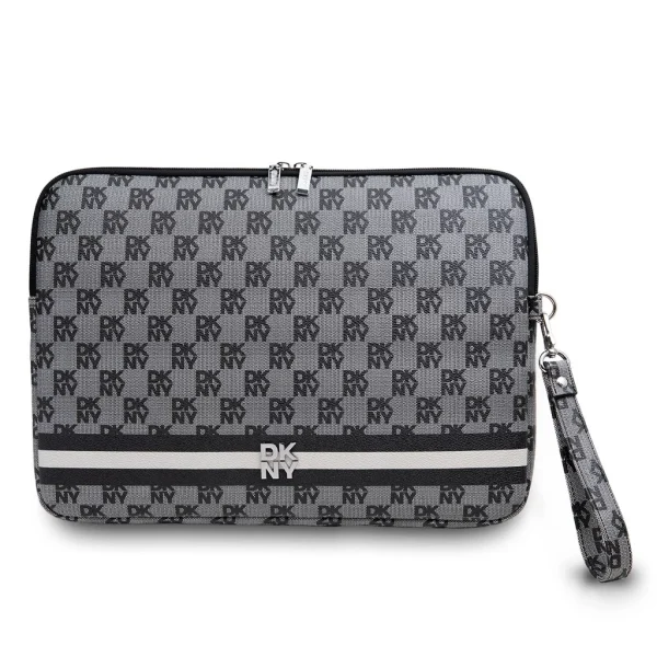 DKNY PU bőr Checkered Pattern and Stripe laptop tok 13/14" fekete