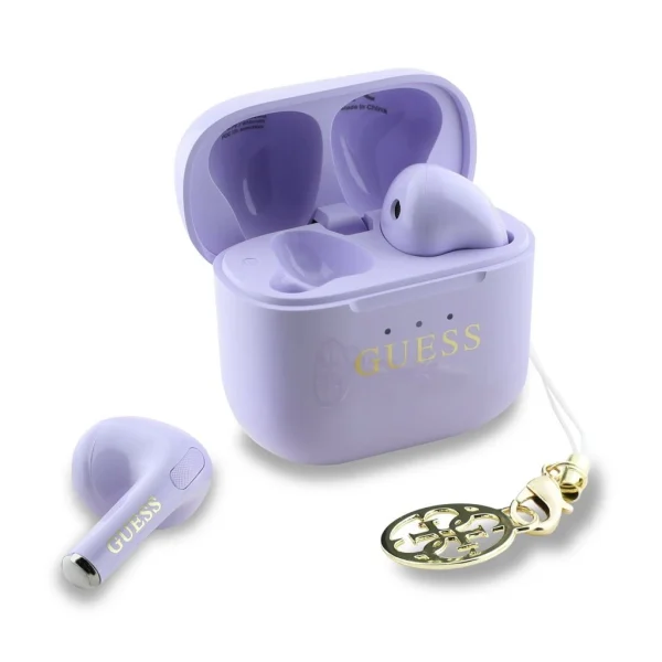 Guess Classic Logo Charm TWS vezeték nélküli fülhallgatók lila