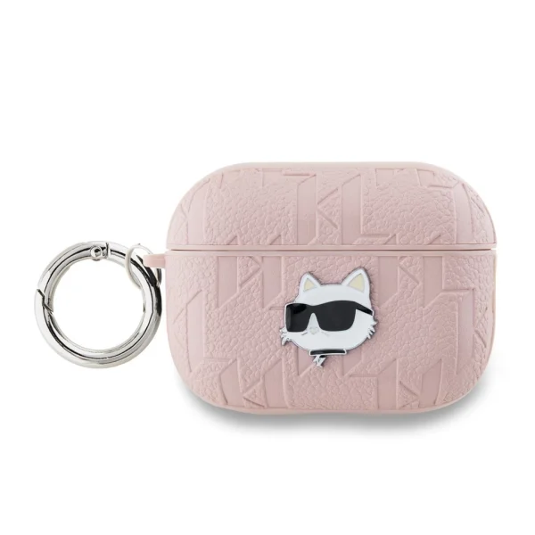 Karl Lagerfeld PU domborított Choupette tok AirPods Pro 2 készülékhez rózsaszín