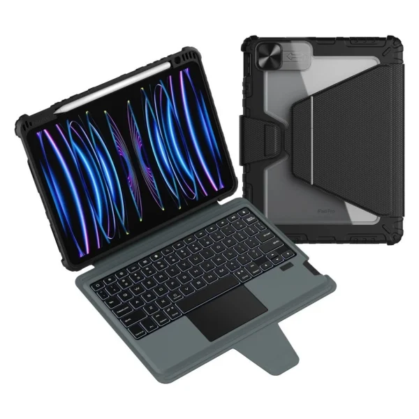 Nillkin Bumper Link billentyűzetes tok (háttérvilágításos verzió) – iPad Air 4/5/10.9 (2020/11/2024/2025) és iPad Pro 11 (2020/2021/2022) készülékhez fekete