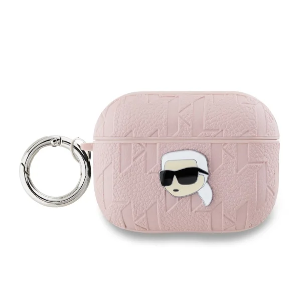 Karl Lagerfeld PU domborított Karl Head Case tok AirPods Pro 2 készülékhez rózsaszín