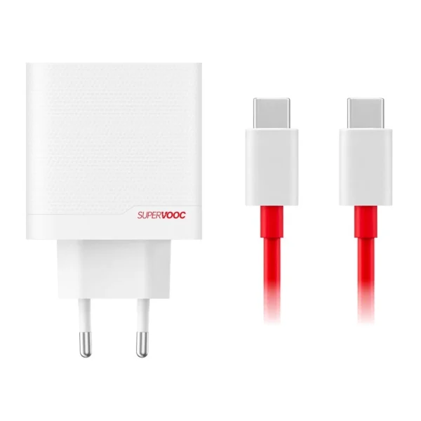 OnePlus SUPERVOOC 80W GaN Dual USB-A + USB-C utazó töltő + USB-C/USB-C kábel fehér