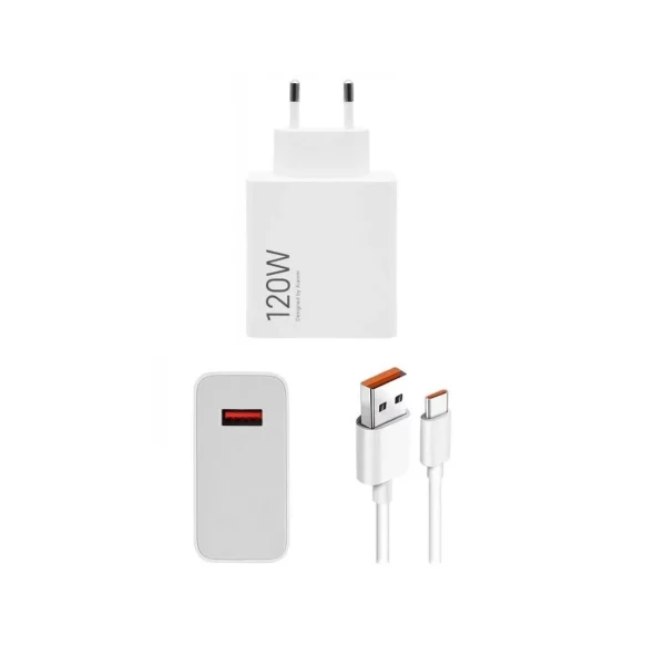 Xiaomi MDY-14-EE USB-A 120W Travel Töltő + USB-C 6A Adatkábel fehér (Sérült csomagolás)