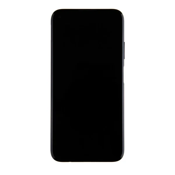 LCD kijelző + érintő egység + előlapi tok Huawei P40 Lite készülékhez éjfekete