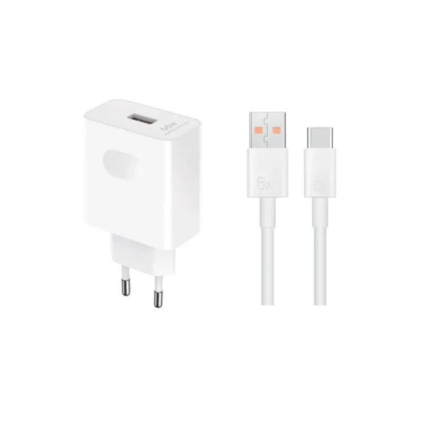 HN-110600E00 Honor Original utazó töltő 66W + USB-C adatkábel fehér (Sérült csomagolás)