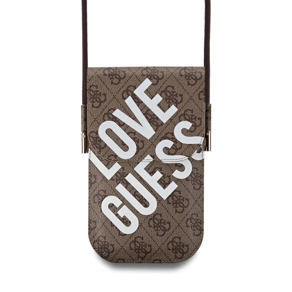 Guess PU 4G Big Love Logo telefon táska barna