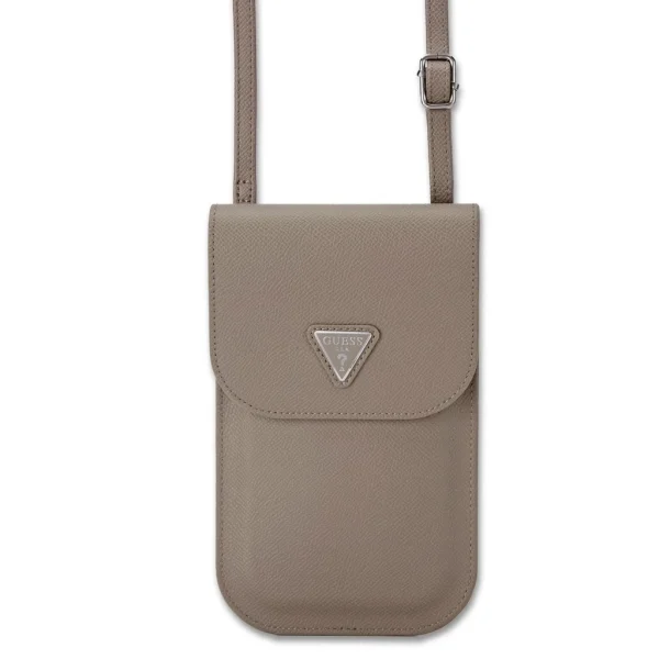 Guess PU Grained Triangle Logo telefon táska barna