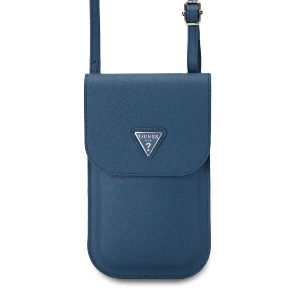 Guess PU Grained Triangle Logo telefon táska kék