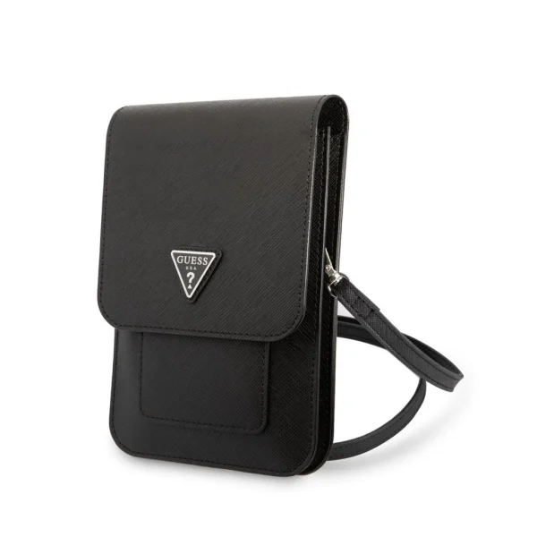 Guess PU Saffiano Triangle Logo Telefon táska fekete