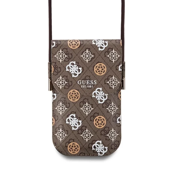 Guess PU 4G Peony Multicolor Telefon Táska Barna