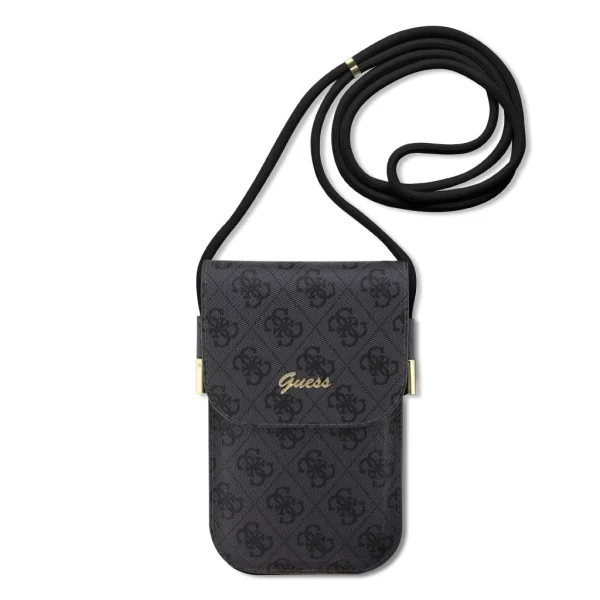 Guess PU 4G Metal Logo Script telefon táska fekete