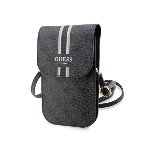 Guess PU 4G Printed Stripes telefon táska fekete