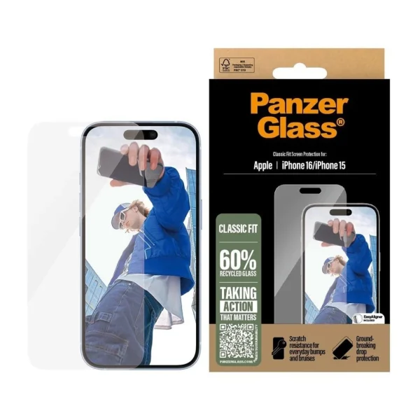 PanzerGlass edzett üveg kijelzővédő CF Apple iPhone 15/16 készülékhez átlátszó