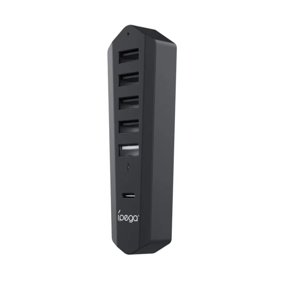 iPega P5S003 USB/USB-C elágazó PS5 Slim/PS5 Pro készülékhez fekete