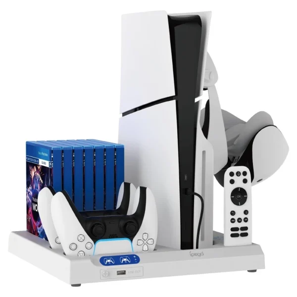 iPega P5S028 All-in-One töltőállvány hűtéssel a PS5/PS5 Slim/PS5 Pro készülékhez fekete (Sérült csomagolás)