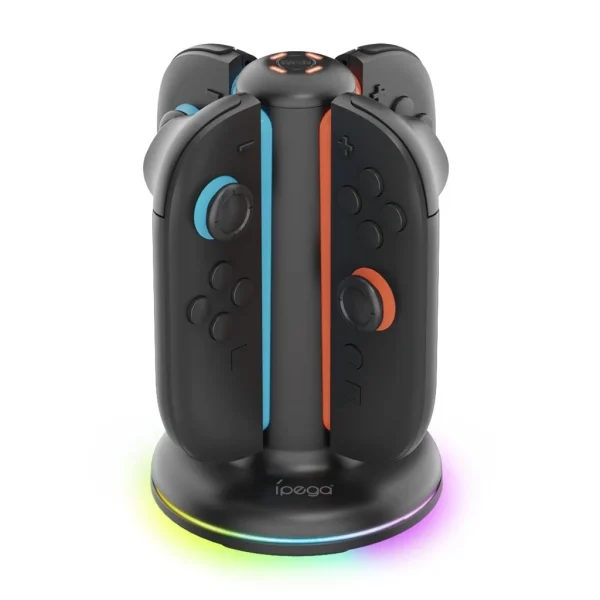 iPega SW2052 töltő dokk RGB-vel JoyCon vezérlőkhöz a Nintendo Switch 2 készülékhez, fekete