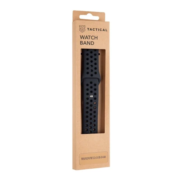 Tactical 161 dupla szilikon szíj Apple Watch 1/2/3/4/5/6/7/8/9/10/SE készülékhez 42/44/45/46mm fekete