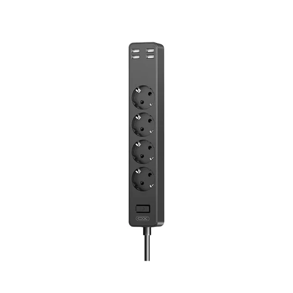 XO WL10 3-as elosztó 4*USB-A csatlakozóval 1.8M fekete